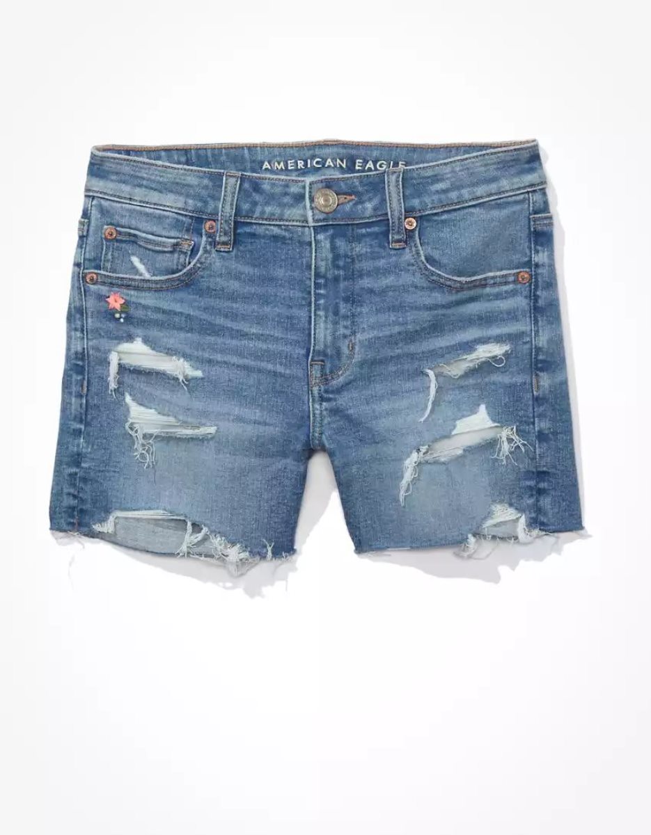 Shorts American Eagle AE Ne(x)t Level Low-Rise Denim Midi Indigo Lavage Femme | SUF-75786744
